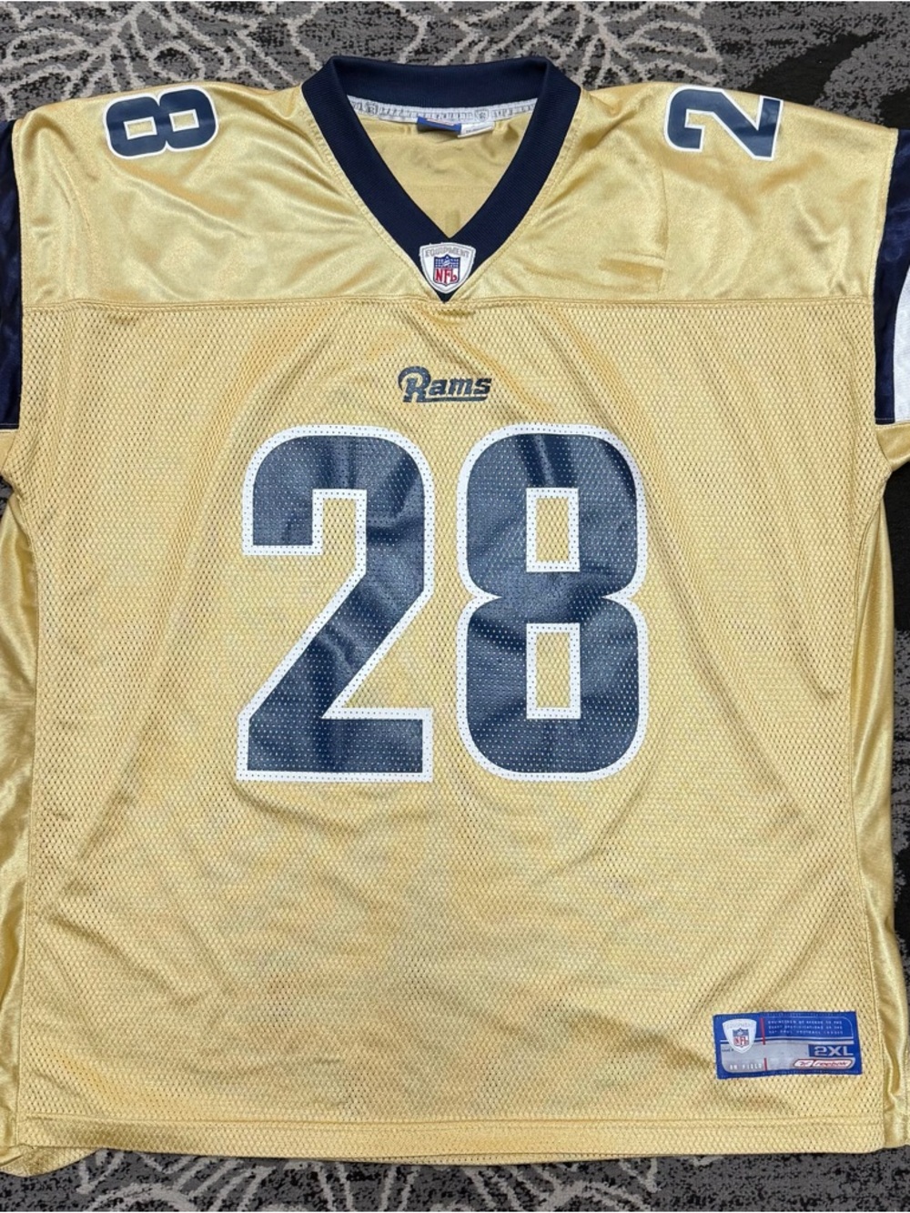 Marshall Faulk Reebok Gold and Navy NFL Equipment Jersey